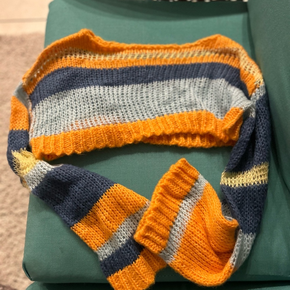 Orange and Blue Striped Shrug Sweater
